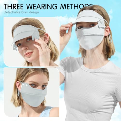 PALAY® Full Face Sun Mask for Women UPF 50 Face Cover with Detachable Brim Reusable Summer Cooling Mask for Cycling Golfing Green Full 3PCS PALAY® Full Face Sun Mask for Women UPF 50 Face Cover with Detachable Brim Reusable Summer Cooling Mask for Cycling Golfing Green Full 3PCS